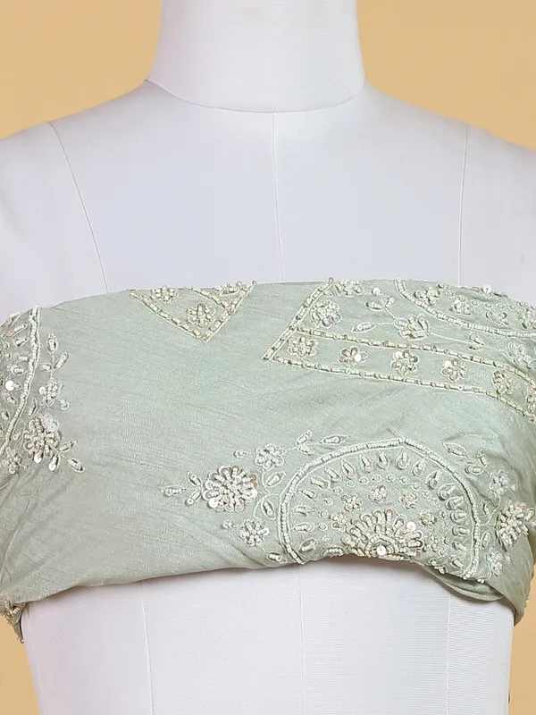Pista green unstitched lehenga choli with dupatta