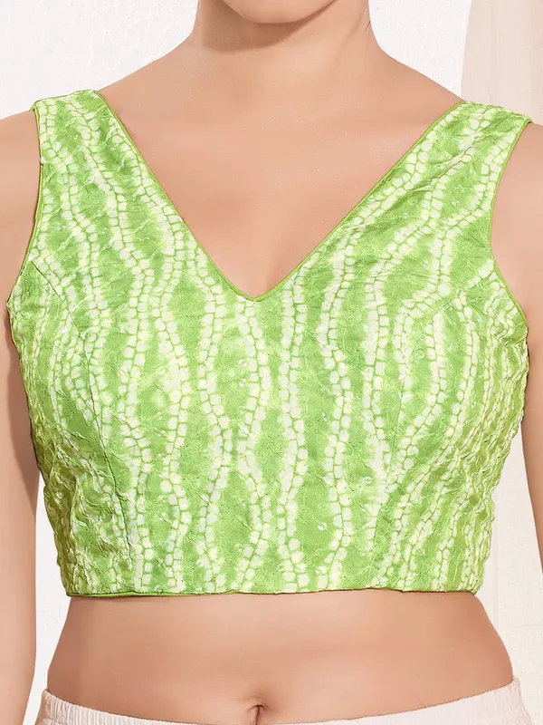 Pista green viscose rayon ready made blouse