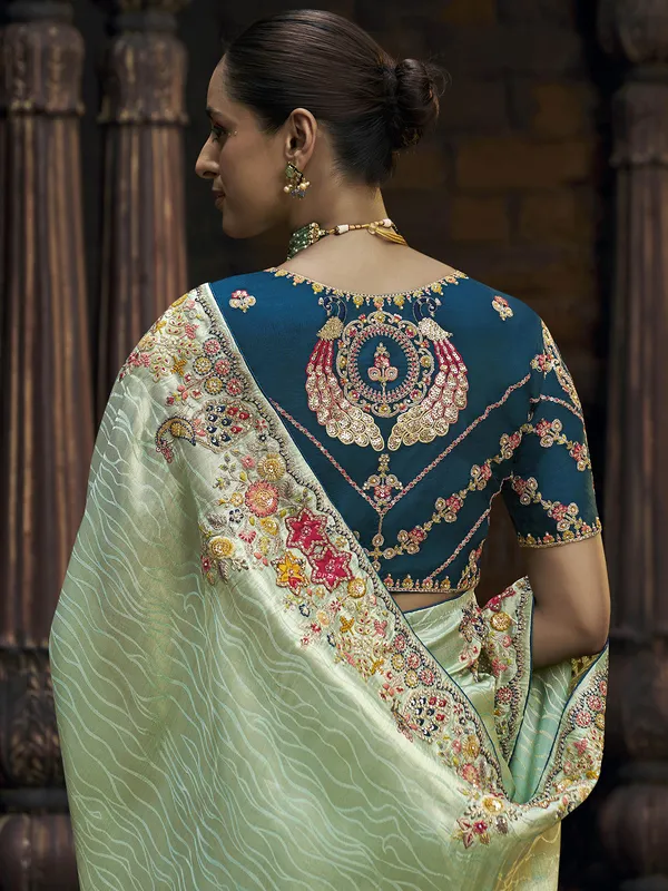 Pista green viscose saree for wedding