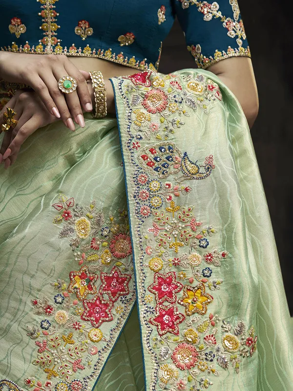 Pista green viscose saree for wedding