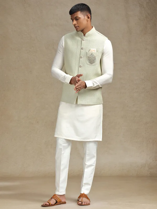 Pista green waistcoat set for special occasions