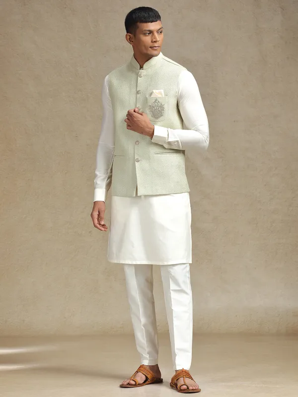 Pista green waistcoat set for special occasions