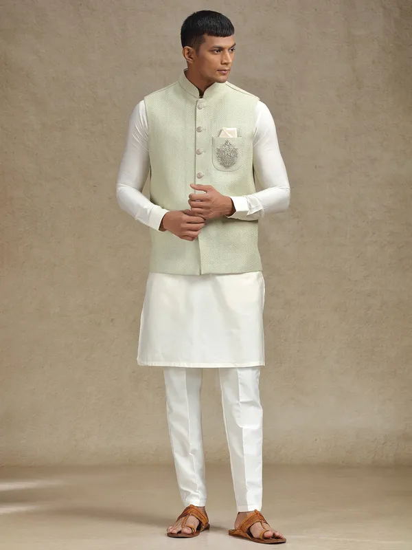 Pista green waistcoat set for special occasions