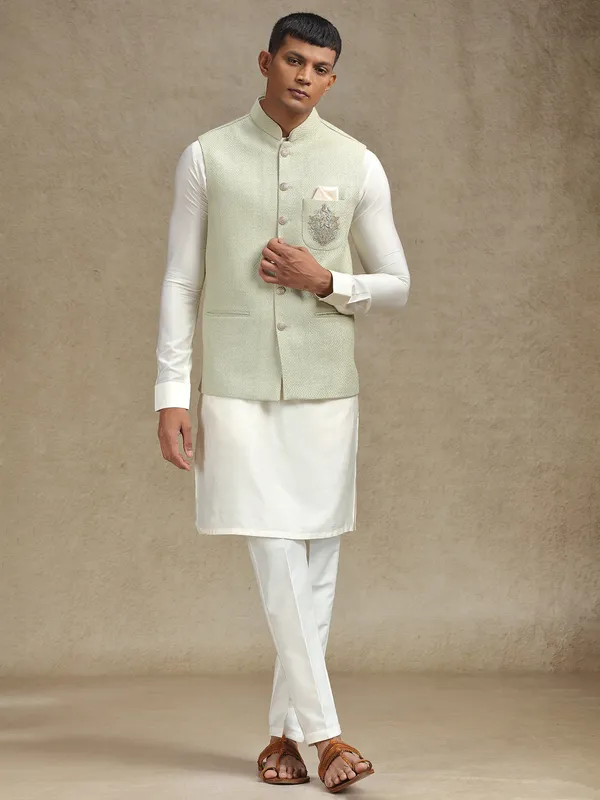 Pista green waistcoat set for special occasions