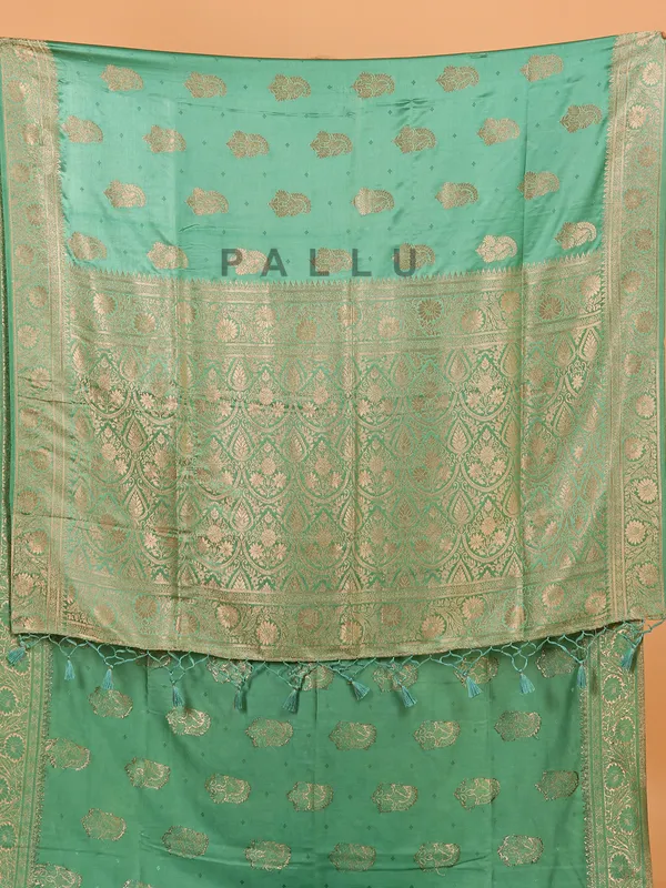 Pista green zari weaving silk festive wear saree