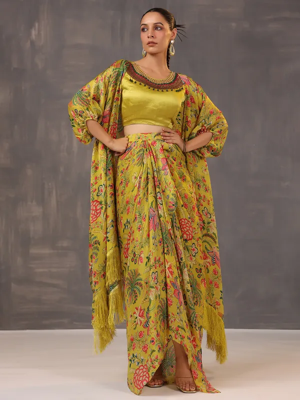 Pista yellow silk western style designer suit