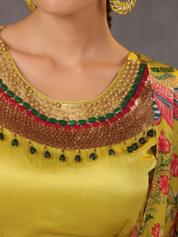 Pista yellow silk western style designer suit