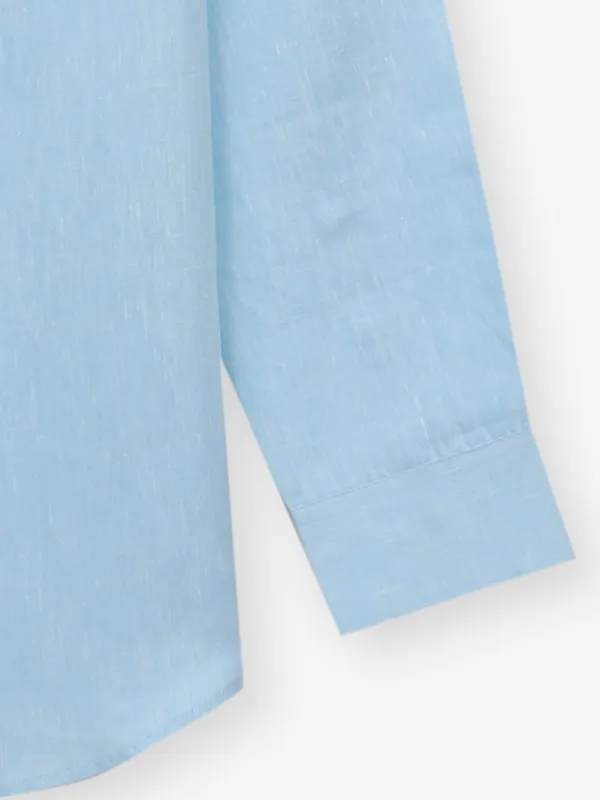 Plain aqua blue cotton kurta style shirt