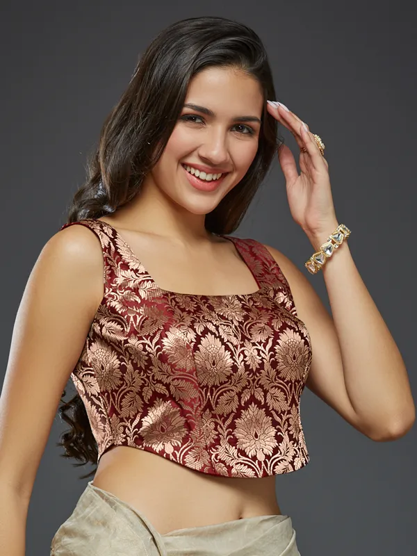 Plain aroon ready made blouse in silk