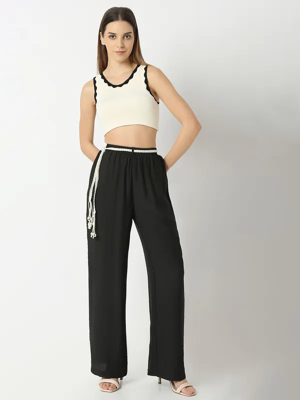 Plain black palazzo suit for casual