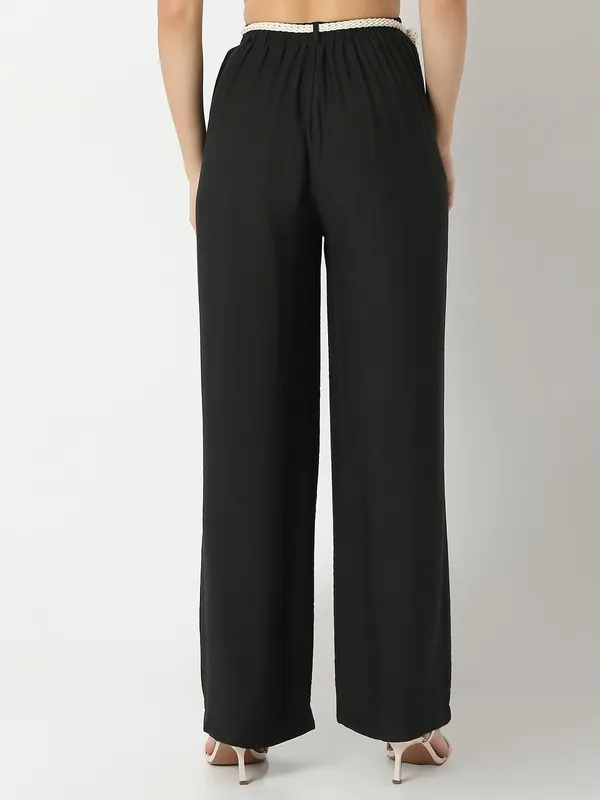 Plain black palazzo suit for casual