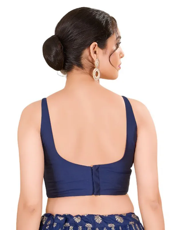 Plain blue silk readymade blouse