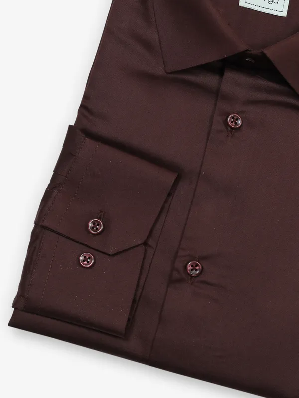 Plain brown cotton shirt for party