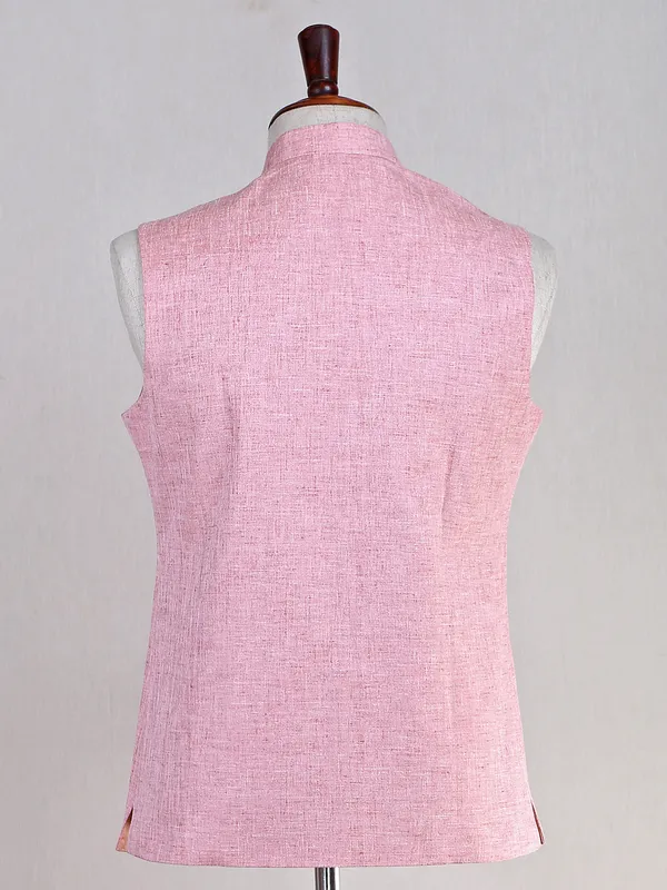 Plain cotton silk pink wedding look waistcoat