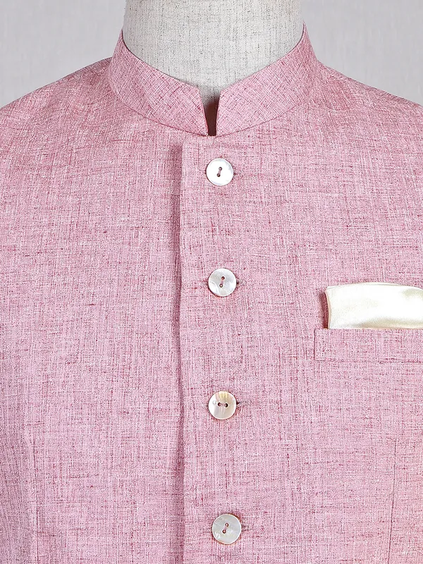 Plain cotton silk pink wedding look waistcoat