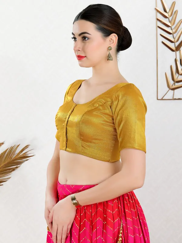 Plain gold color ready made blouse