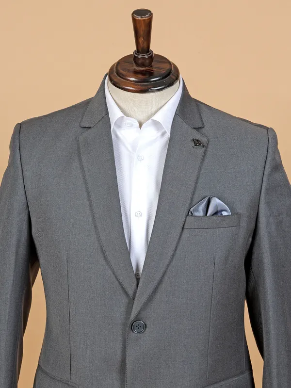 Plain grey terry rayon blazer