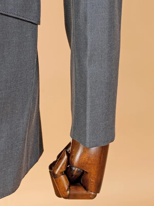 Plain grey terry rayon coat suit
