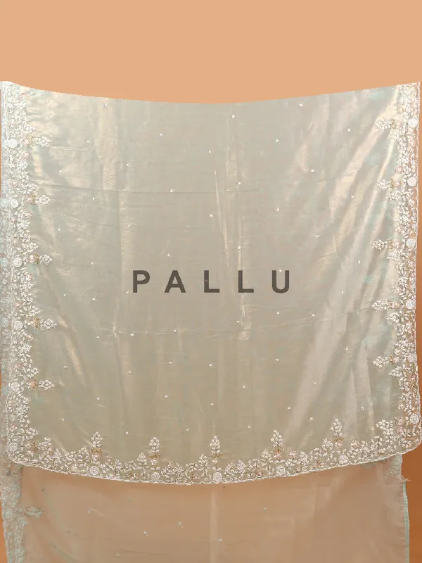 Plain light green tissue silk saree for women