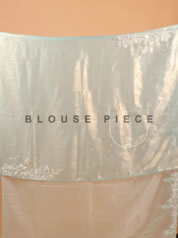 Plain light green tissue silk saree for women