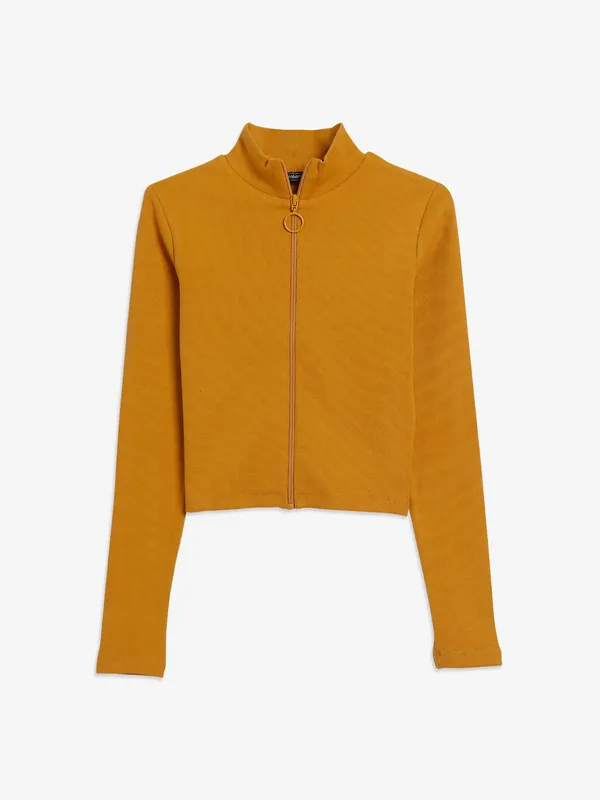 Plain mustard yellow knitted top