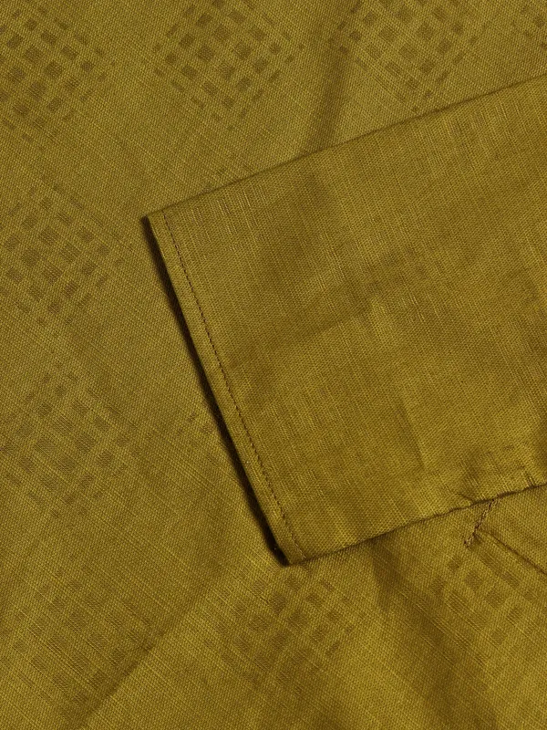 Plain olive kurta suit in cotton