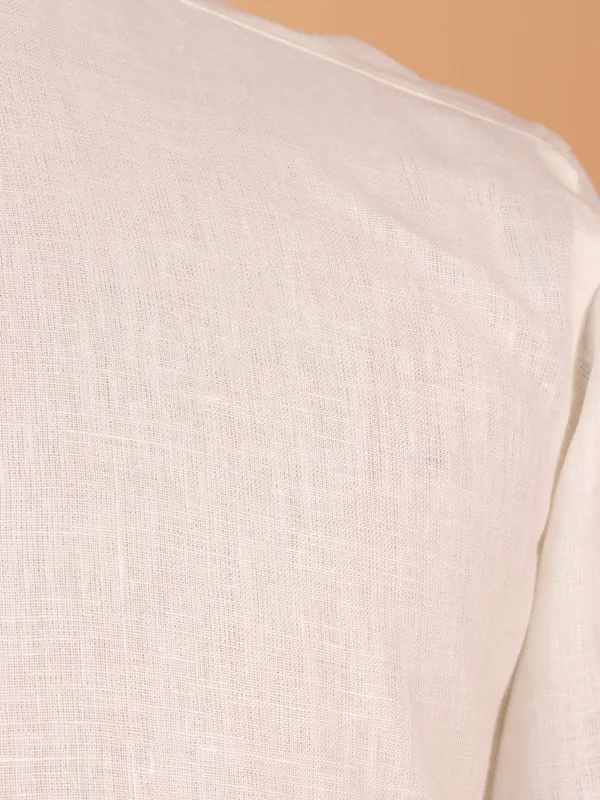 Plain white cotton kurta for men