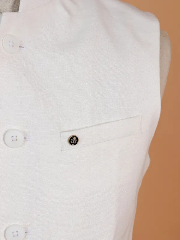 Plain white terry rayon waistcoat for men