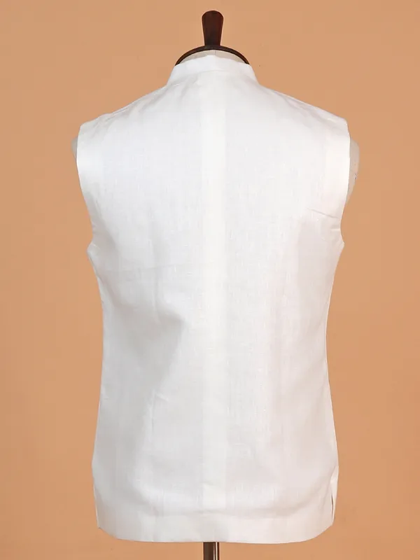 Plain white terry rayon waistcoat for men