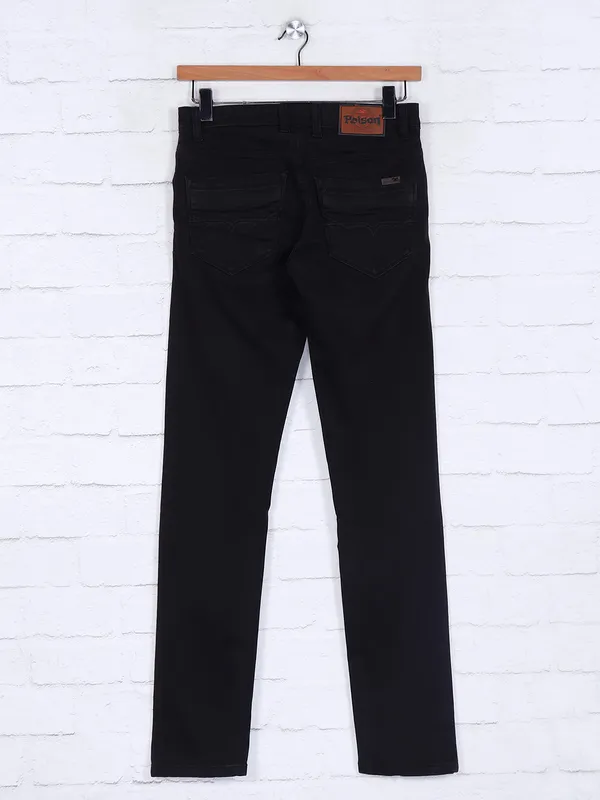 Poison dark brown solid slim fit jeans