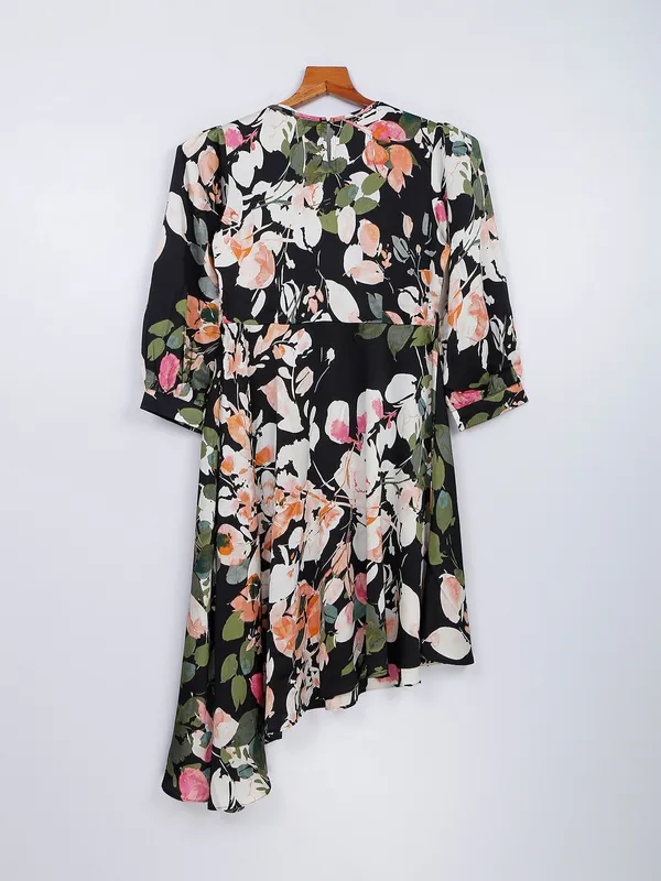 Polyester black printed dress