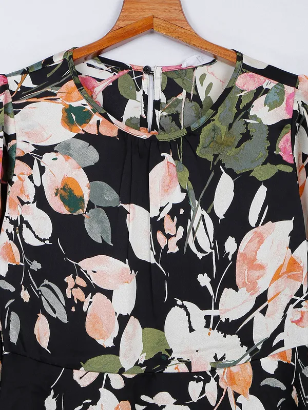 Polyester black printed dress