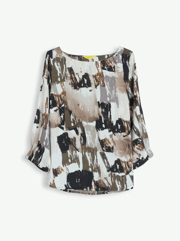 Polyester white and brown top
