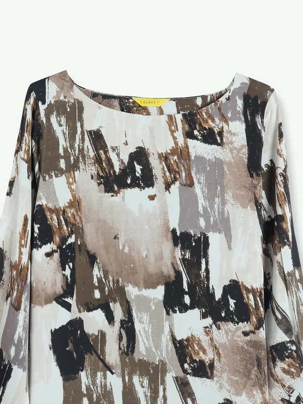 Polyester white and brown top
