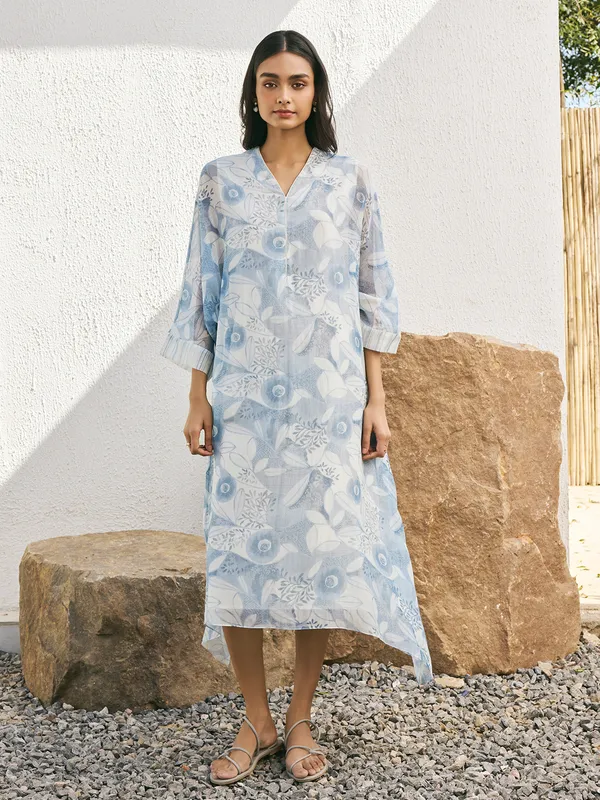 Powder blue casual georgette kurti