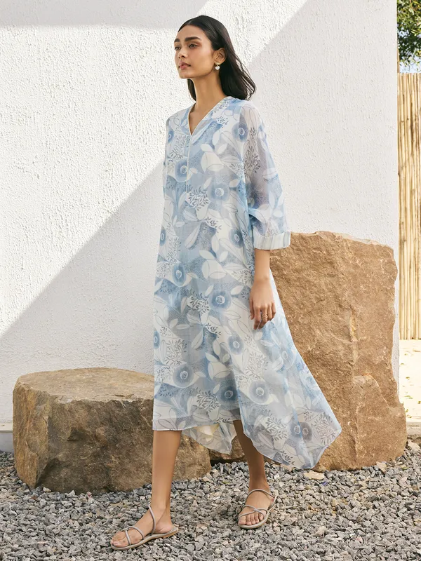 Powder blue casual georgette kurti