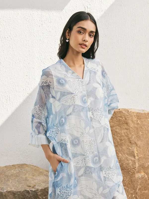 Powder blue casual georgette kurti