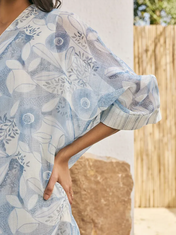 Powder blue casual georgette kurti