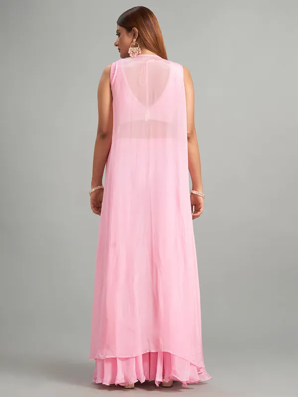 Preety pink georgette palazzo suit