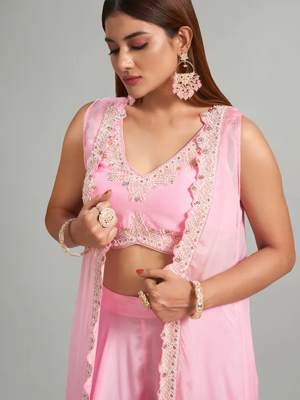 Preety pink georgette palazzo suit