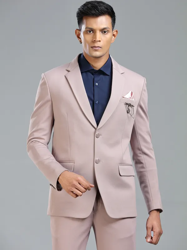 Premium peach blazer in soft terry rayon fabric