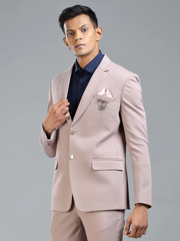 Premium peach blazer in soft terry rayon fabric