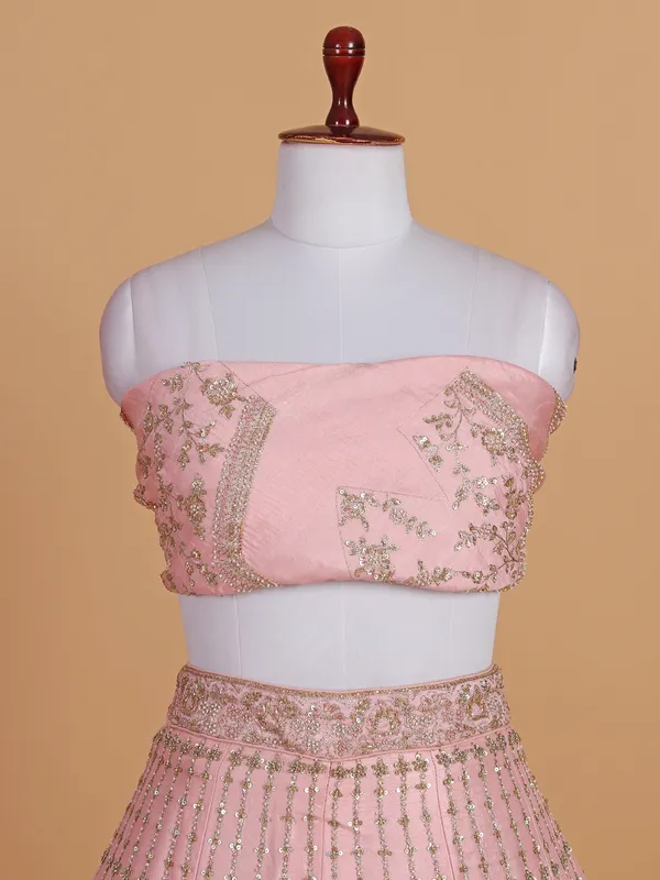 Pretty baby pink wedding style lehenga choli