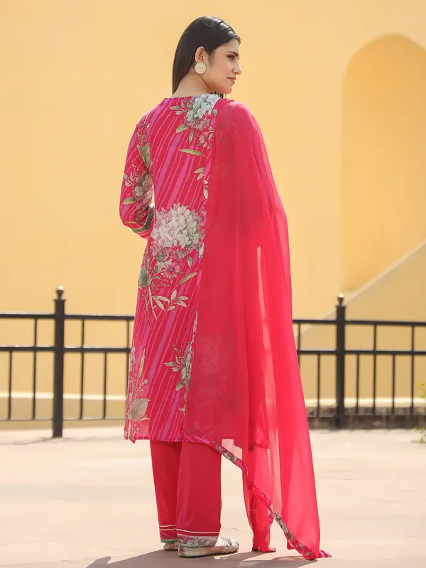 Pretty dark pink cotton kurti set