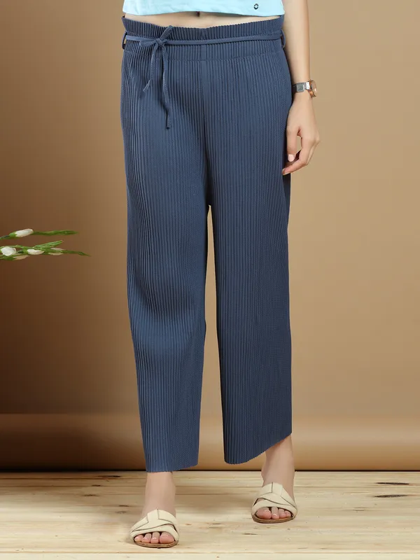 Pretty lycra palazzo pant for causal wear in indigo blue