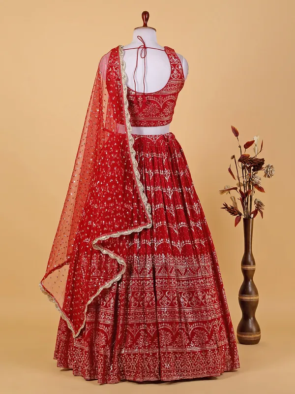 Pretty maroon georgette lehenga choli