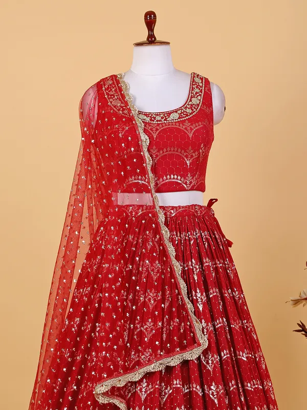 Pretty maroon georgette lehenga choli