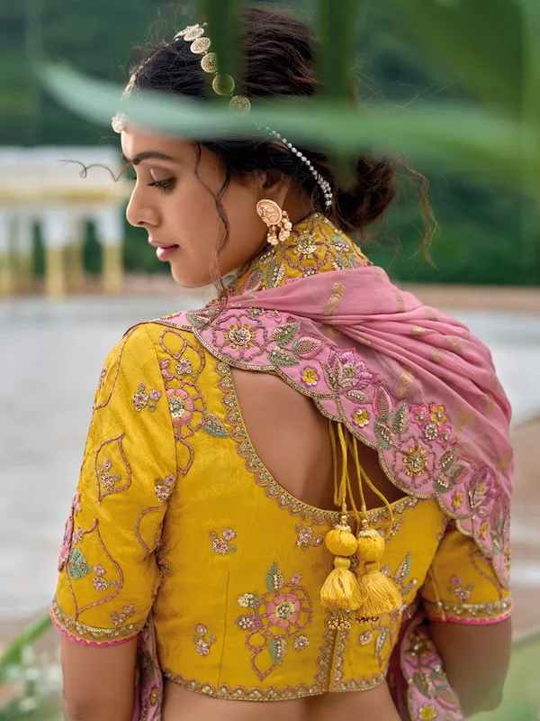 Pretty mustard yellow lehenga choli