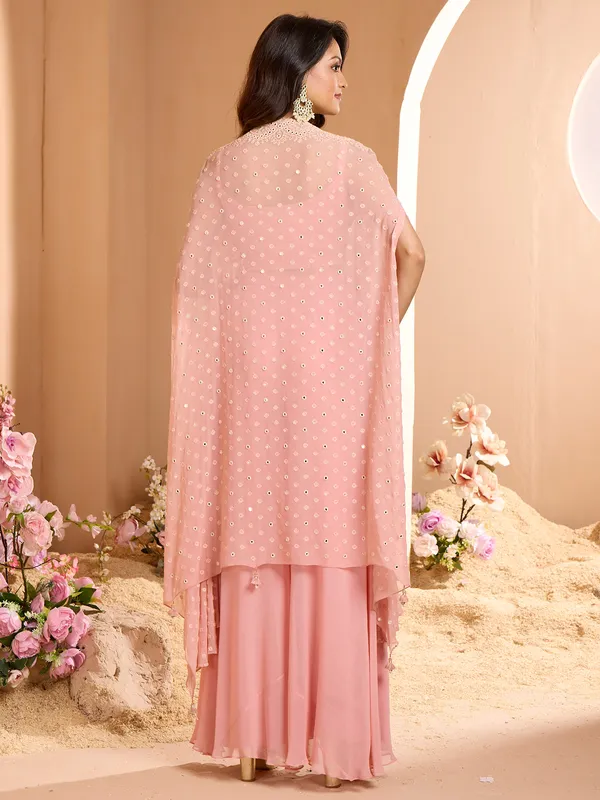 Pretty pastel pink designer palazzo suit for women