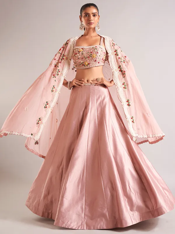 Pretty peach silk lehenga choli